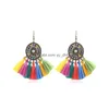 Dangle Lustre Europe Et Les États-Unis Boucles D'oreilles Exagérées Femmes Mode Bohème Colorf Fringe Bijoux En Gros Drop Del Dhaa4