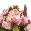Dekorativa blommor konstgjorda mörka rosa pion silkesblomma bukett bröllopsfest hem dekor uk