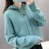 Women's Sweaters Knitted Sweaters Women 2020 Autumn Winter Korean Long Sleeves Hooded Sweater Female Pink Red Blue Kpop Sweater PZ2783 J220915