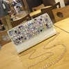 Kv￤llsp￥sar 2022 Kvinnor PU Rhinestone Fashion Day Clutches Purse Crystal Crossbody Chain Shoulder Casual Telefon Koppling