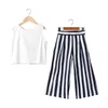 Kläderuppsättningar 2022 Summer Girls Casual Children Sleeveless Tops Stripes Wide Ben Pants Outfits 2st Kids 8 10 12 14 Year