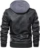 Mens Jackets Capuz Crew Casual Stand Collar Pu Faux Leather Zipup Motocicleta Jaqueta de Bomber com uma Roupa Men Removível 221129