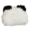 Berety pluszowe panda czapka czapka faux fur mała diabeł