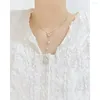 Chains Drop Jewelry Wholesale Trendy Stainless Steel Heart Clavicle Chain Tassel Pearl Texture Peach Necklace Accessories