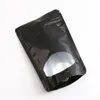 Black Color Snack Self seal Bag with Clear Window Stand Up Pouch Bags Various Sizes Zipper Top Heat Sealable Glossy LX5299