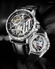 ساعة Wristwatches Hanboro Men's Watch Watches Mechanical Full Trend Trend Wristwatch Flywheel Floyseel Pluminous Luminous للرجال