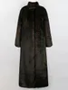 女性Sファーフェイクネラッツリ冬長い濃い暖かい豪華なエレガントな縞模様のふわふわミンクコート女性スタンドカラーマキシオーバーコート221128