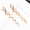 Hoop Earrings Long Tassel Earring Korean Jewelry Stainless Steel Sweet Heart Dangle Rose Gold Color For Women Fashion Gifts 2022