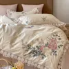 Bedding sets 1000TC Egyptian Long staple Cotton Flower Embroidery Princess Set Chic Lace Quilt Duvet Cover Bed Linen Pillow Shams 221129