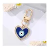 Key Rings Water Drop Heart Blue Evil Eyes Key Rings Keychain Fashion Lucky Turkish Eye Ring Diy Keychains Car Chains Holder Accessor Dhe6T