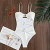 Women's Swimwear Patchwork Halter One-piece Swimsuit Women Europe And America Sexy Triangle Spa Bikini