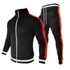 Mens Tracksuits Men Tracksuit Casual Brand Hoodies Sets Zipper Jacket 2 PiecePants Striped Gym Sports Suit Male Hip Hop Streetwear 221128