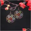 Dangle Chandelier Cute Earrings For Women Bronze Color Colof Flower Floral Copper Drop Elegant Wedding Party Jewelry Pendant Gift D Dhixw