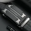Belts Men's Business Lengthened Fashion Men Casual Automatic Buckle Minimalist Design Leather Belt Coffee Belts2022