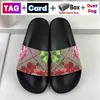 Haute luxe diapositives chaussures de créateurs sandales dame femmes pantoufles avec fleurs correctes impression cuir boîte originale sac à poussière mode hommes argent