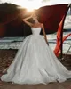 Exquisite Strapless Pearls Wedding Dress Ball Gown Custom Made Shiny Sequins Lace Sleeveless Church Bridal Dresses