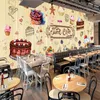 Sfondi cartone animato torta dolce decorazione industriale carta da parati murale 3d moderno negozio di dessert negozio da forno giallo carta da parato