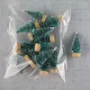 Decorações de Natal C3 12 peças Mini Árvore Sisal Seda Decoração de Cedro de Seda 4,5cm Pequeno Casa Verde Azul Decoração