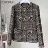 Wo lyxdesigners tweed jacka kvinnor koreanska mode guldknappar kort ull kappa kvinnliga hösten vinterkläder streetwear 221129