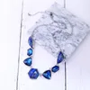 Choker 2 Colors Blue & Pink Geometric Stone Necklace Fashion Women Statement Bib Party Jewelry Collars Accessories
