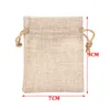 Cadeau cadeau 50pcs 7 / 9cm Mode Cordon de jute Sacs de mariage Faveurs de mariage Bijoux de Noël Hessian Sack Pochettes Emballage