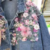 Vestes pour femmes 2022 automne Denim veste industrie lourde paillettes perles fleur doux manteau court femmes ample décontracté Jeana