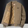 Мужские куртки большого размера 7XL, осенне-зимняя тонкая модная повседневная теплая вельветовая верхняя одежда с воротником-стойкой, плотное хлопковое пальто 221129