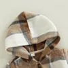 Cappotto FOCUSNORM 03Y Autunno Inverno Neonate Cappotto di lana Plaid stampato manica lunga con cappuccio Giacca monopetto Capispalla Cintura in vita 221128