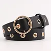 Belts Faux Leather Belt For Women Round Metal Pin Buckle Circle Solid Color Punk Jeans Designer