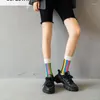 Meias masculinas 2022 Fashionlong Thermo feminino Funny Happy Harajuku algodão com estampas Rainbow Stripe Hip Hop Presente de Natal Inverno