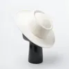 Berretti Cappello Fedora da donna in lana Autentico bianco a tesa larga Fascinator da donna elegante taglia 56-58 cm