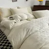 Set di biancheria da letto Copripiumino nordico marrone 3D Waffle Plaid Comforter Set Chic Lenzuolo con angoli Federe per cuscini 220x240 Trapunta 221129