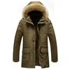 Piumino da uomo Parka spesso caldo Parka in pile con cappuccio in pelliccia Giacca invernale Cappotto militare Cargo Cappotto medio lungo 221129