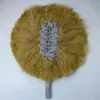 Dekorativa f￶rem￥l Figurer 1st Double Side Ntaille Mariage Africain Turkiet Feather Handle Fan For Dance Party Wedding Decoration With Sequin Lace 221129