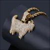 Pendant Necklaces Shiny Trendy Goat Animal Pendant Necklace Charms For Men Women Gold Sier Color Cubic Zircon Hip Hop Jewelr Dhgarden Dhzqd