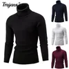 Erkek Sweaters Bludenk Cinney Sıcak Yüksek Boyun Mens Düz Renk Slim Pullover Erkekler Kış 221128