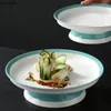 Placas Creatam Round Ceramic Dinner Plate Bandeja de frutas simples prato de cozinha de pé vegetal El vegetais sobremesas de lanches de mesa