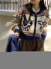 Женские свитера Kimotimo Vintage Жаккард вязаный жилет Women 2022 Осенний пиджак с длинным рукавом на молнии корейский шикарный
