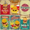 Hamburger Fast Food Metal Painting Vintage Tin Sign Restaurant Wall Plate Posters for Kitchen Cafe Diner Bar Iron Decoration 20cmx30cm Woo
