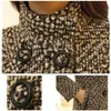 Women's Wool Blends Coat Winter Autumn Fashion Elegant Mother Turtleneck Plaid Slim Long Tweed en Outerwear Female 221128