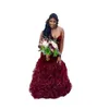 2023 Bridesmaid Dresses Sexy Burgundy Velvet Sweetheart Mermaid Tiered Ruffles Organza Floor Length Party Wedding Guest Dress Maid302K