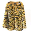 Women's Fur Plus Size Womens Casual Fashion Leopard Print Round Neck Faux Short Coat Autumn Winter Long Sleeve Artificial Wool Coats