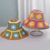 Sombreros de ala ancha cubo para mujer sombrero de crochet de paja cubo protección UV visera de sol viseras de playa señoras gorra de verano 221128