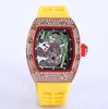 Orologio Richardmill originale 2024 Drill Face Luxury Sports Designer 42mm quarzo moda uomo cinturino in gel di silice orologio analogico militare multicolore Montel 34C8