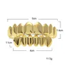 Grillz dentystyczne grille męskie złote zęby Grillz Zestaw mody bioder biżuterii Wysoka jakość Osiem 8 górnych zębów sześć dolnych grilli Drop de5745356