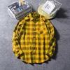 Männer Casual Hemden Männer Plaid Flanell Hemd Langarm Brust Tasche Design Mode Gedruckt Taste 221128