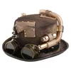 Boinas Steampunk hombres sombrero con gafas Gay Top Bowler Vintage Halloween gótico carnaval club nocturno