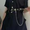 Ремни 2022 Мода Женщины Панк Хараджуку цепный ремень регулируемый ряд отверстий в рядных джинсах декоративные девушки черные