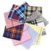Bow Ties Cotton Mens Fashion Bright Hankerchief Scarves England Striped Plaid Men's Pocket Square 23 Cm