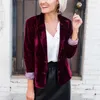 Damskie garnitury biuro lady blazers jesienne solidne kolor Slim Single Bedeed Blazer Women Fashion Velvet Warm Lapel Coat